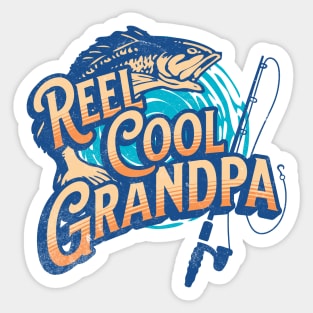 Father's Day Grandpa Reel Cool Grandpa Fishing Retro Fish Sticker